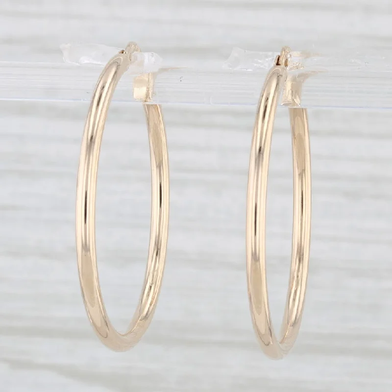 Animal Shaped Earrings-New Hoop Earrings 14k Yellow Gold Round Hoops Pierced Snap Top 2x 30mm