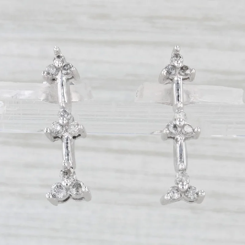 Unique Shape Earrings-0.26ctw Diamond Journey Earrings 10k White Gold Drops