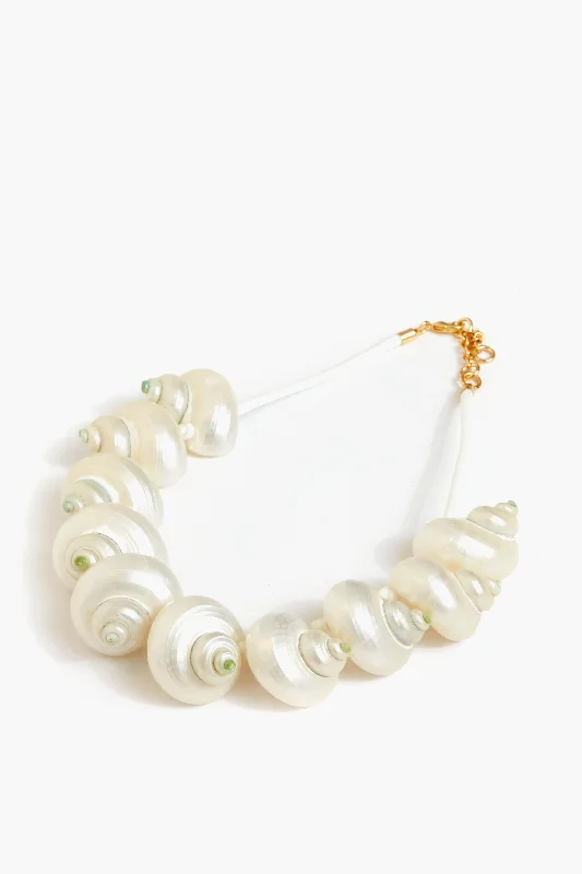 Layered Necklace with Pearls-White Calypso Necklace