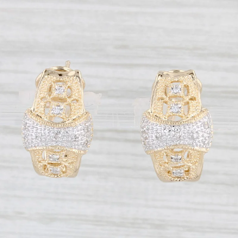 Simple Diamond Earrings-0.15ctw Diamond J-Hook Earrings 14k Gold Omega Back Drops