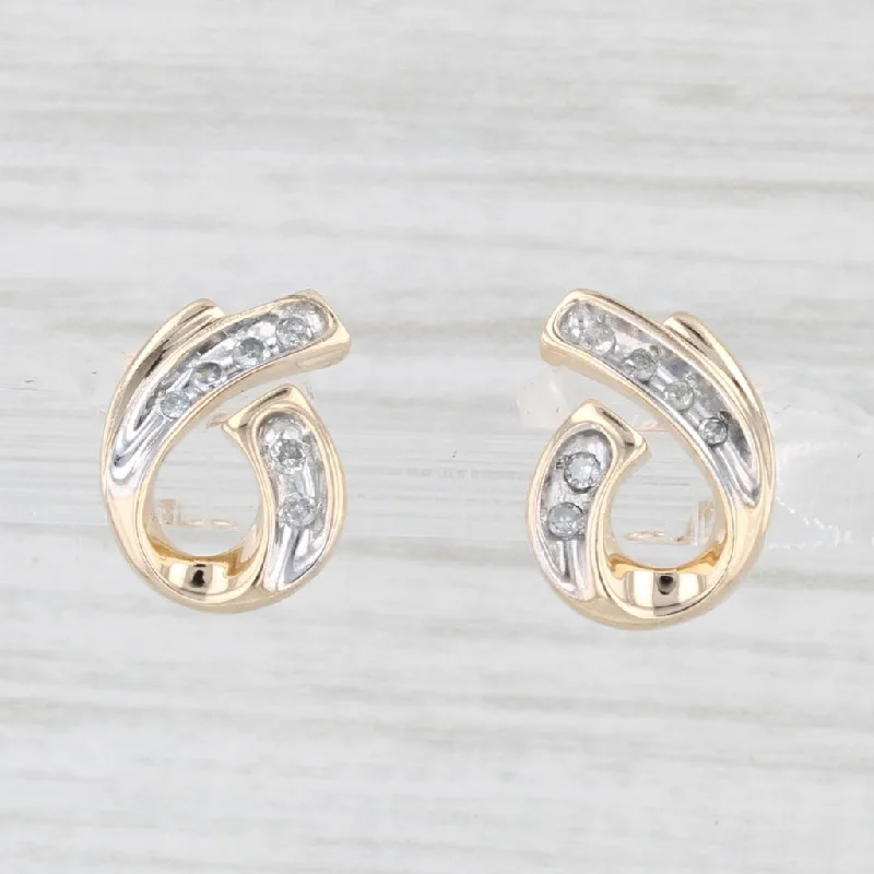 Silver Plated Earrings-Diamond Teardrop Stud Earrings 10k Yellow White Gold