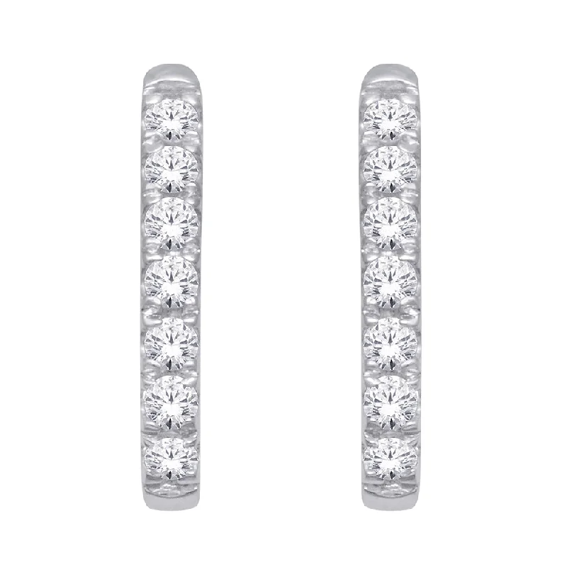 Funky Earrings for Teens-10K White Gold 1/4 Ct.Tw.Diamond J Earrings