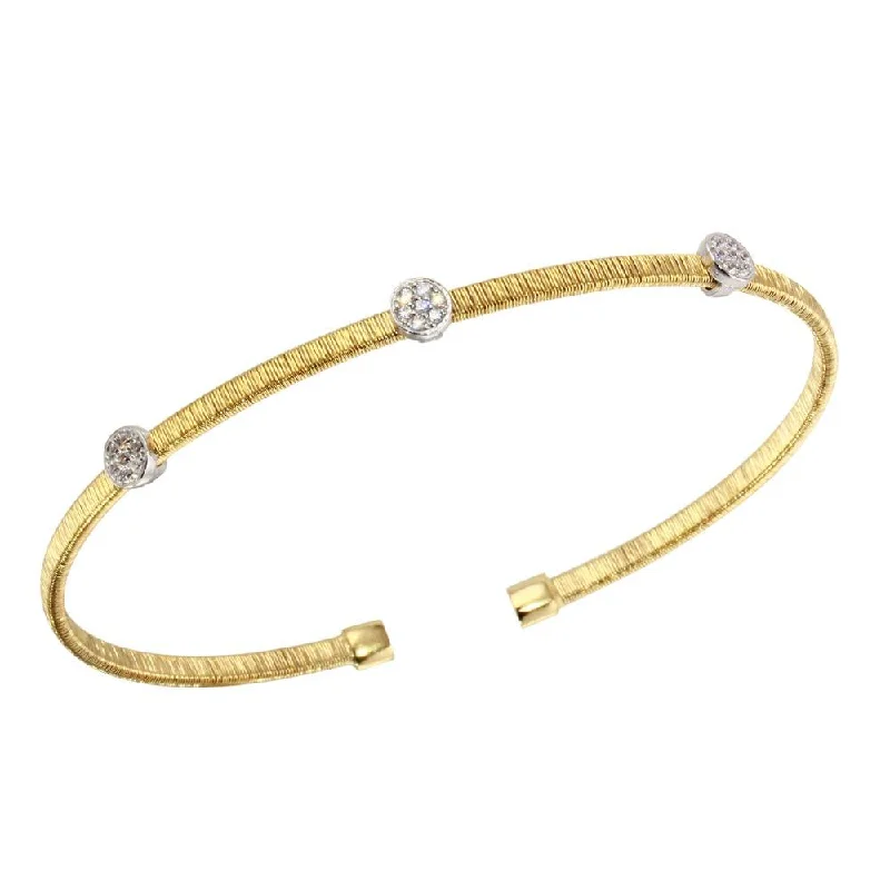 Custom Gold Bangles with Infinity Symbol-Gold Plated 925 Sterling Silver Adjustable Bangle with CZ - ARB00005GP