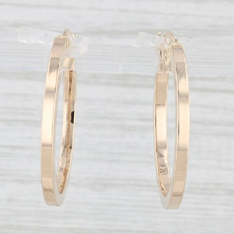 Luxury Gold Earrings-New Hoop Earrings 14k Yellow Gold Round Hoops Pierced Snap Top 2 x 25mm