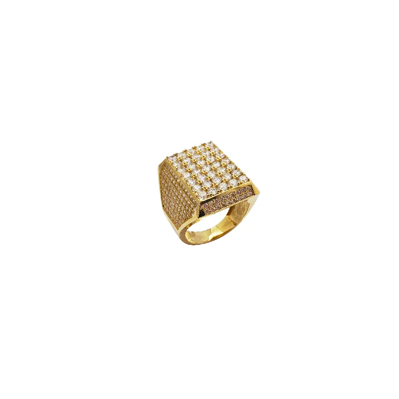 Simple Band Ring with Diamond Accent-Iced-Out Rectangle Shape Ring (14K)