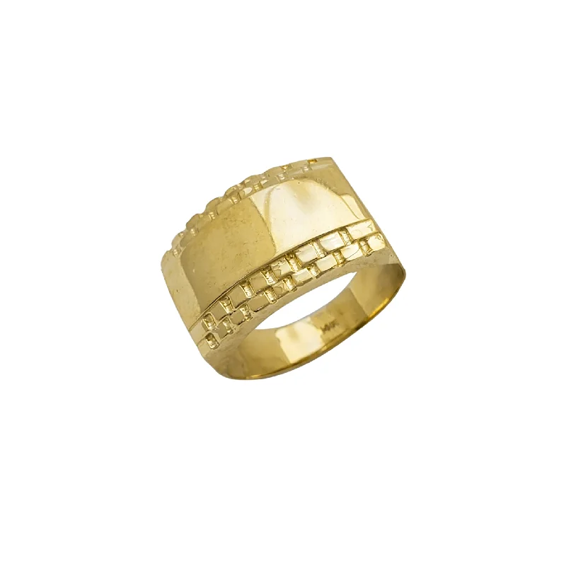 Personalized Stackable Ring Set-Brick Textured Men's Ring (14K)