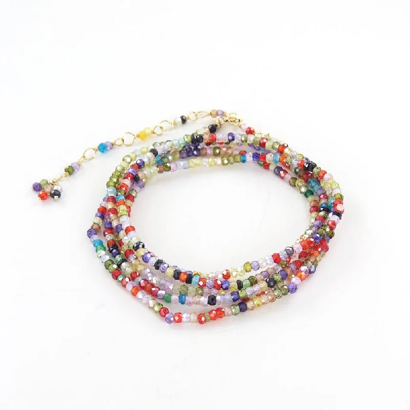 Fine Silver Necklace for Special Occasions-Multi Colored CZ Wrap Bracelet & Necklace