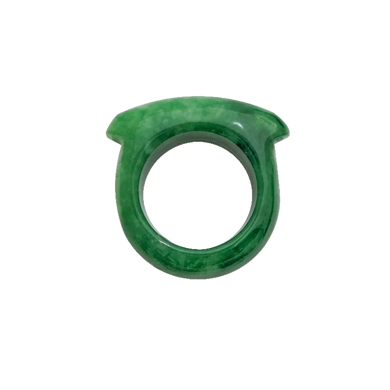 Luxury Emerald Ring for Formal Occasions-Saddle Jade Ring