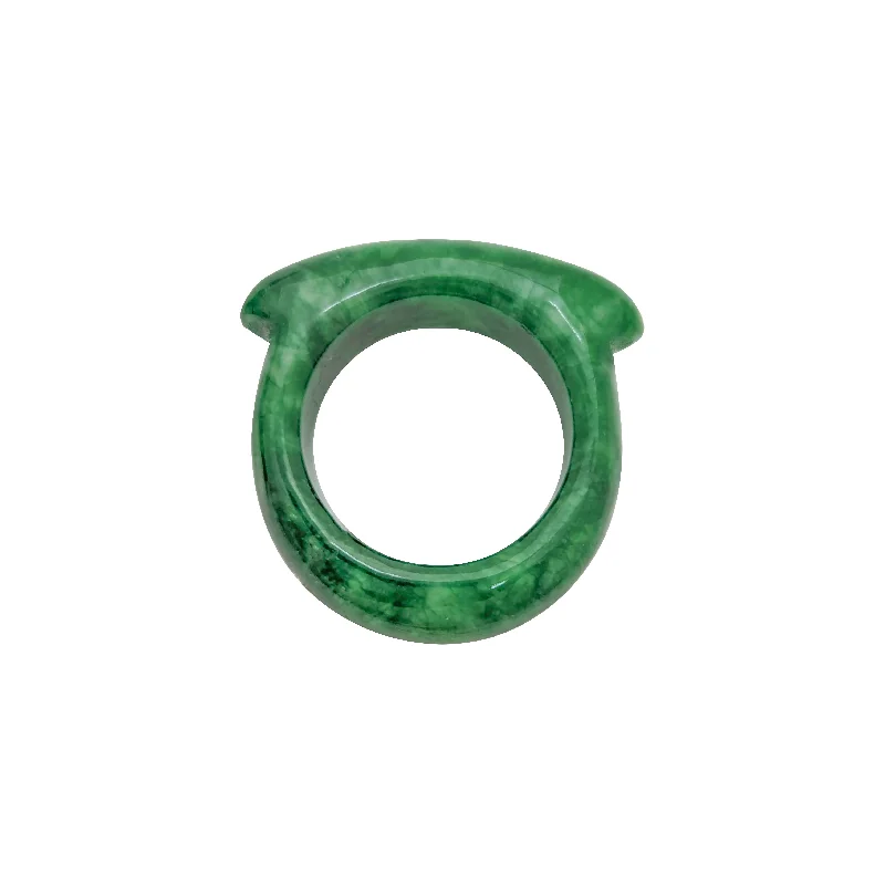 Classic Men’s Wedding Band-Saddle Jade Ring