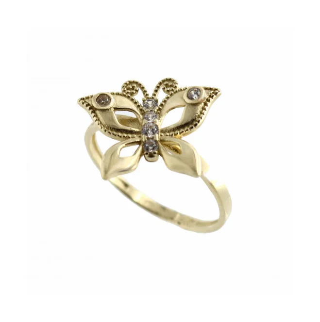 Custom Birthstone Ring for Girls-Zirconia Butterfly Ring (14K)