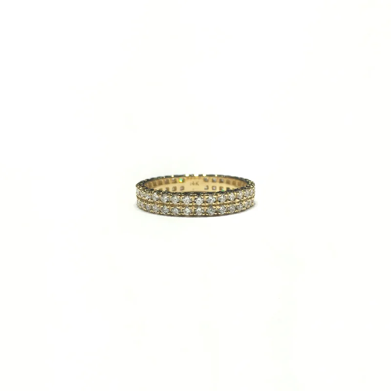 Custom Geometric Ring for Fashionistas-Double-Row Diamond Eternity Band (14K)