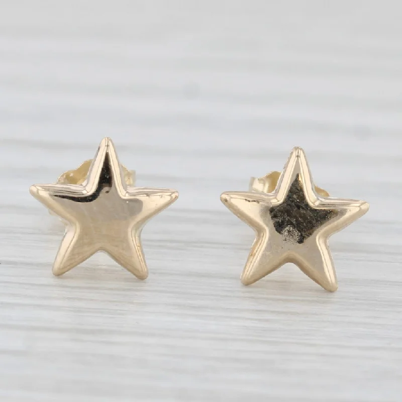 Classic Hoop Earrings-Small Star Stud Earrings 14k Yellow Gold