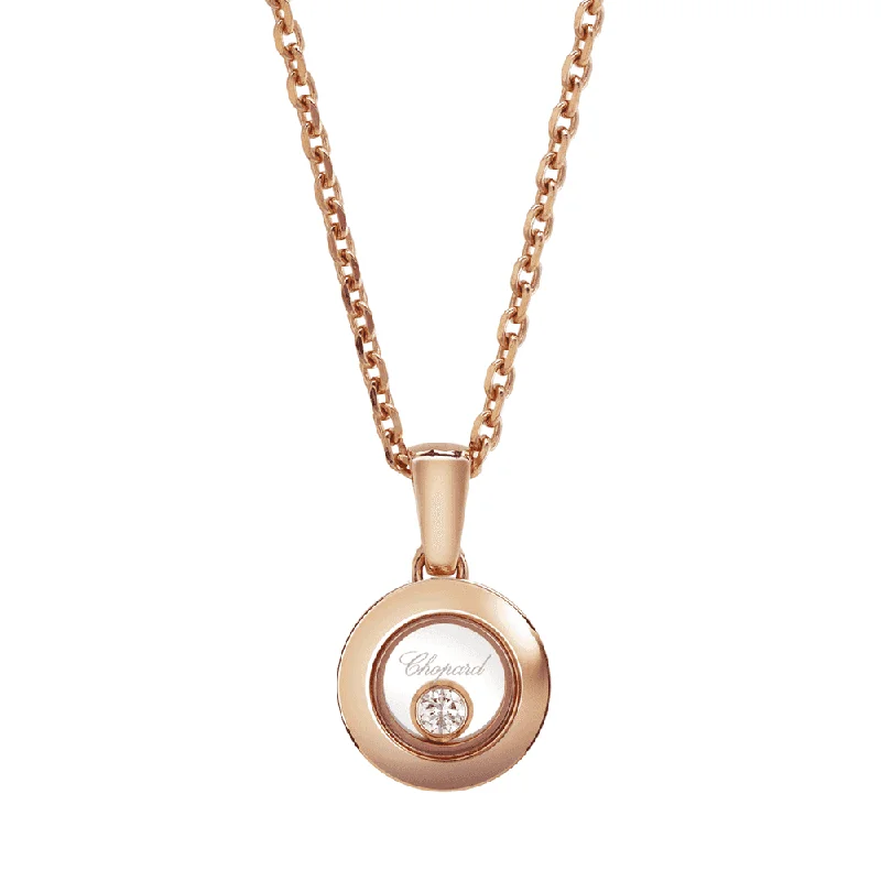 Rose Gold Pendant Necklace-Happy Diamonds Icons 18ct Rose Gold Round Pendant