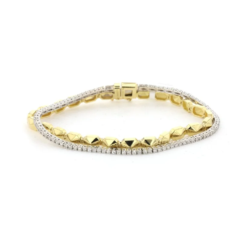 Luxury Silver Bracelet with Diamond Inlays-1.76 ctw Diamond 2-Row Bracelet