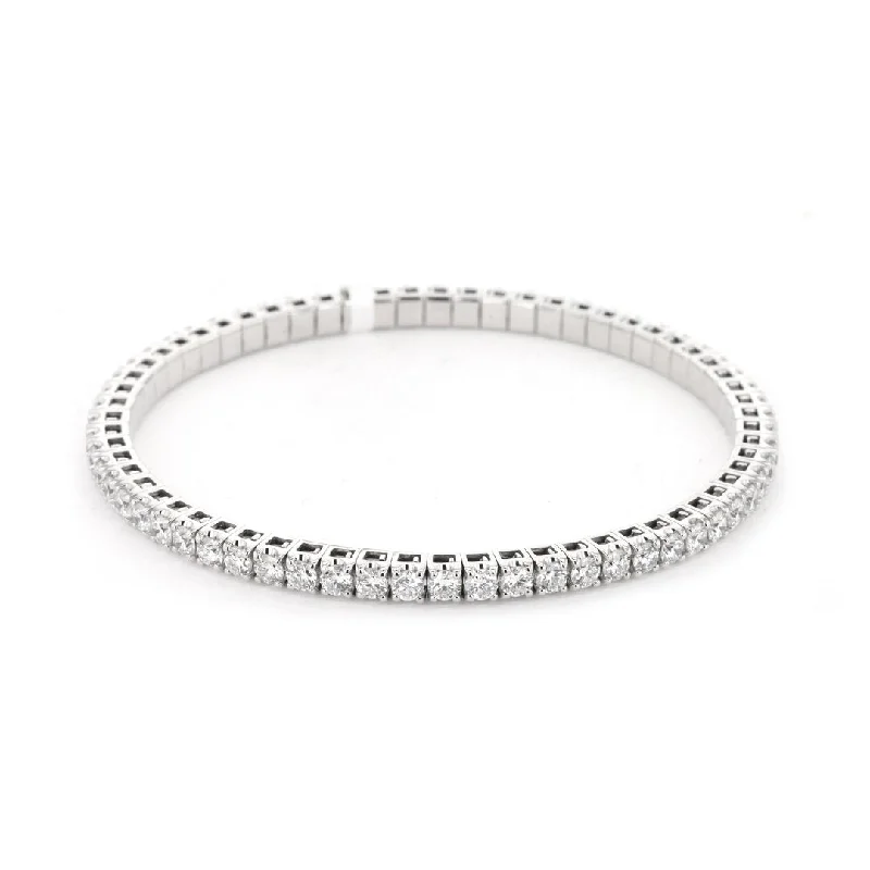 Simple Silver Bracelet with Circular Charms-5.08 ctw Lab-Grown Diamond Stretch Bracelet