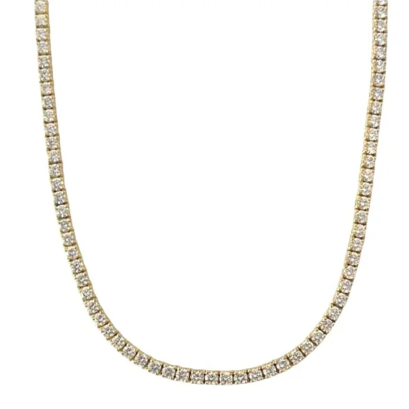 Long Gold Necklace for Women-14K Yellow Gold Diamond Tennis Necklace