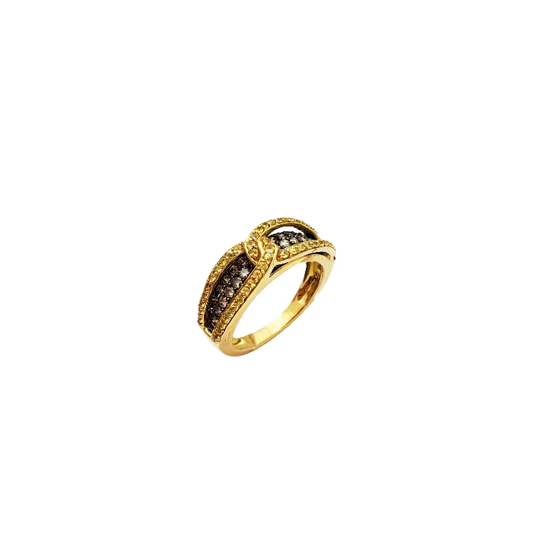 Simple Gemstone Ring for Casual Wear-Yellow Diamond Knot Ring (14K)