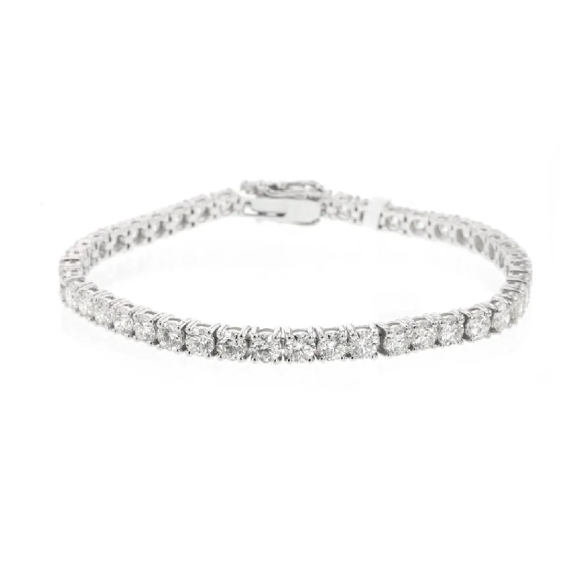 Trendy Silver Bracelet with Colorful Charms-9.82 ctw Diamond Tennis Bracelet