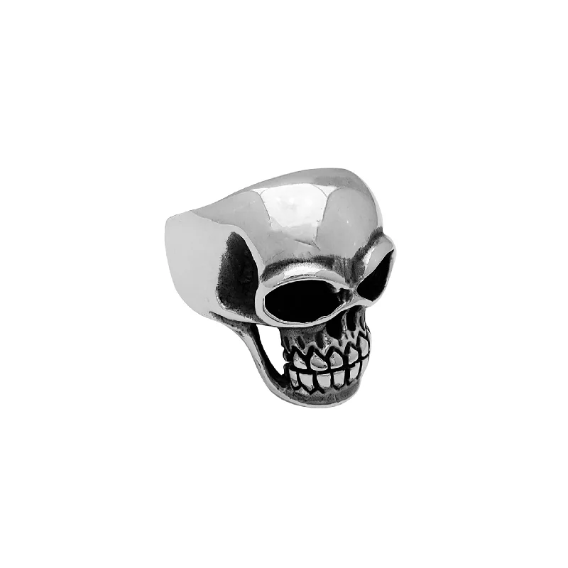 Personalized Infinity Ring with Name-Antique Finish Glossy Skull Ring (Silver)