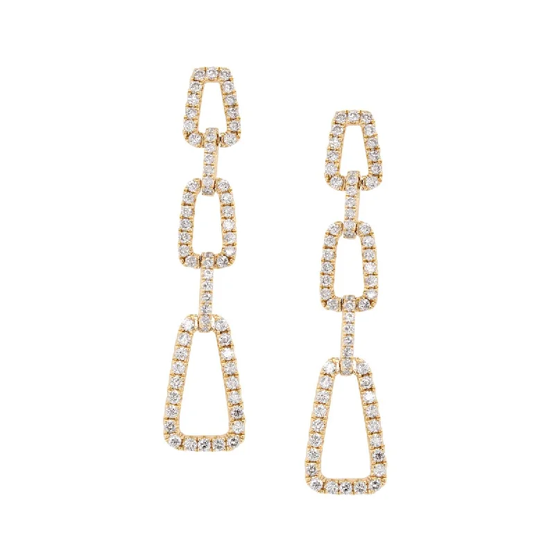 Round Hoop Earrings-YELLOW GOLD DANGLE EARRINGS WITH 126 DIAMONDS, 1.28 CT TW