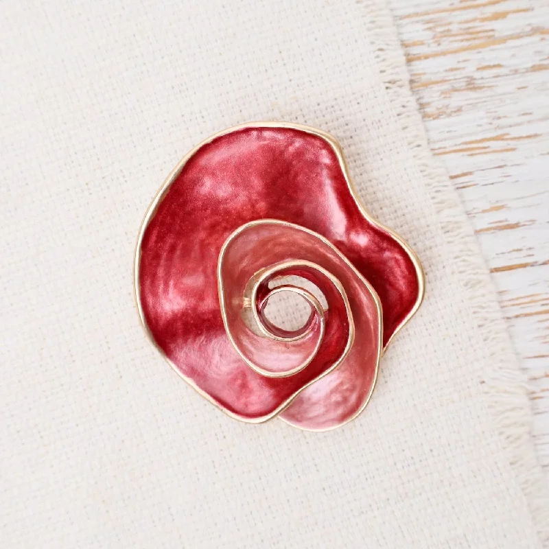 Personalized Brooch with Name and Date Engraving-Red Flower Magnetic Brooch