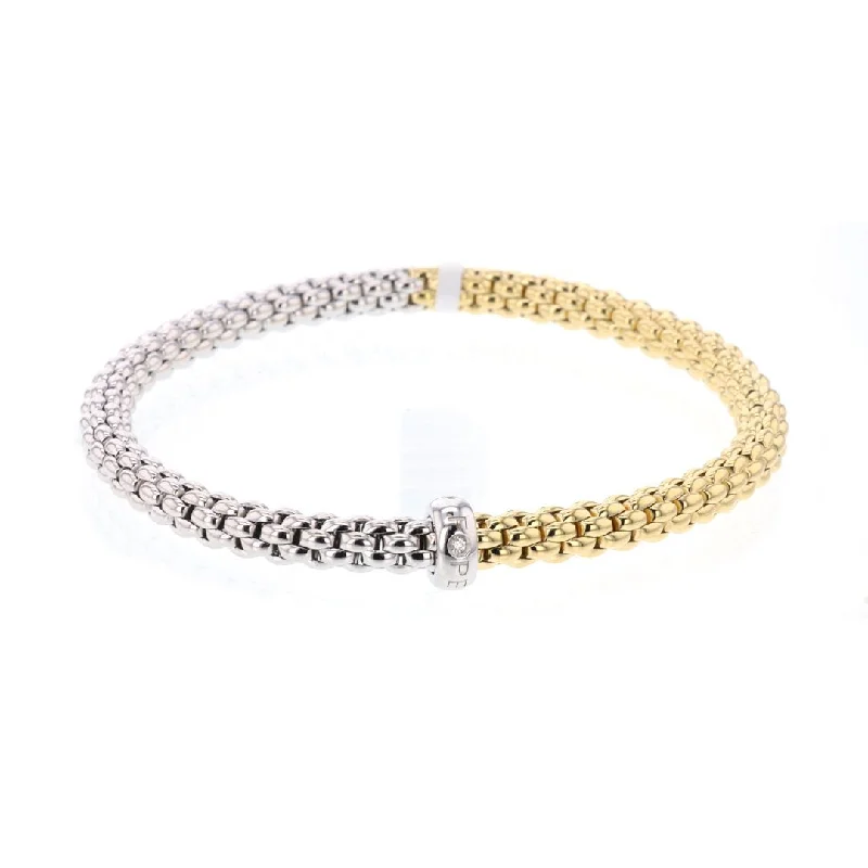 Trendy Gold Bracelet with Adjustable Design-0.01 ctw Diamond Flex Bracelet