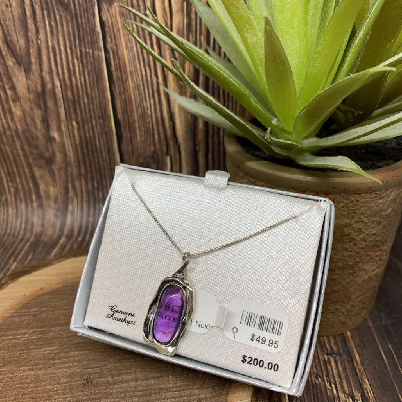 Luxury Gold Necklace with Diamonds-Amethyst Pendant Necklace