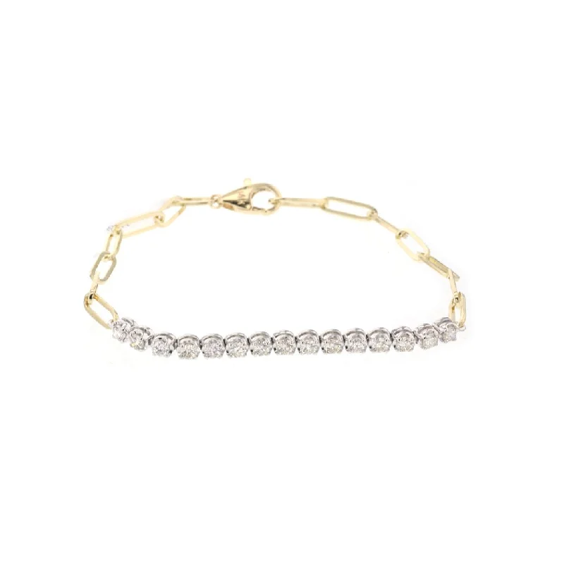 Simple Gold Bracelet with Minimalist Accents-0.83 ctw Diamond Bracelet