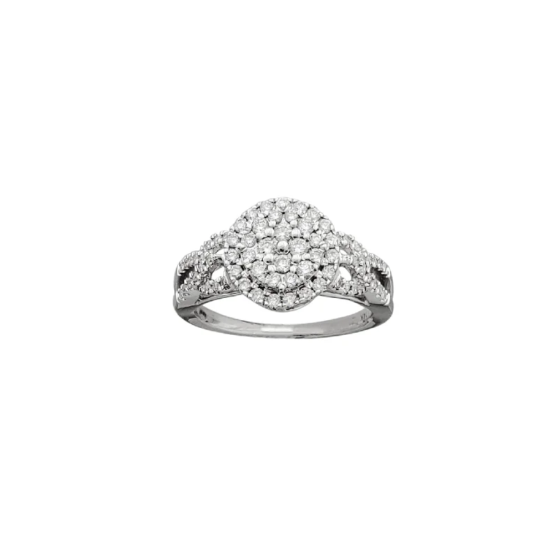 Custom Heart-shaped Diamond Ring for Brides-Diamond Round Pave Intertwined Engagement Ring (14K)