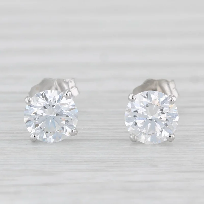 Natural Gemstone Earrings-New 1.50ctw Lab Created Diamond Stud Earrings 14k White Gold Round Solitaires