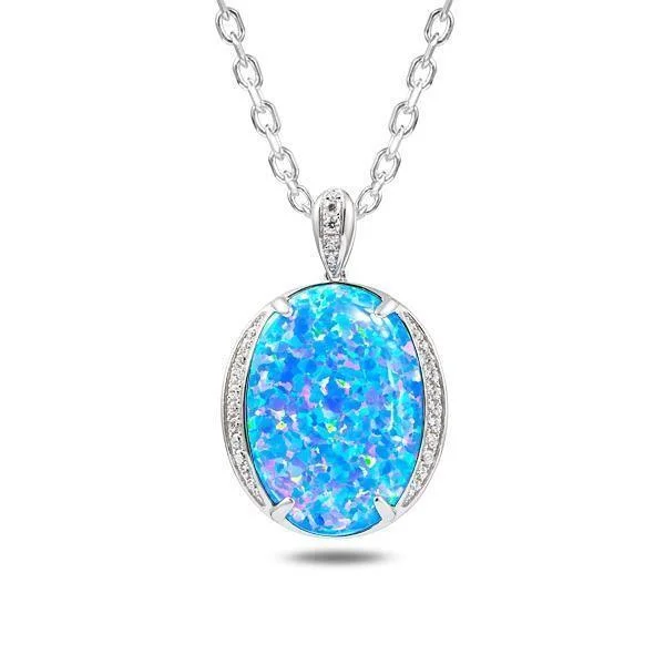 Fine Gold Necklace for Weddings-Sterling Silver Opal Eclipse Pendant Necklace by Alamea