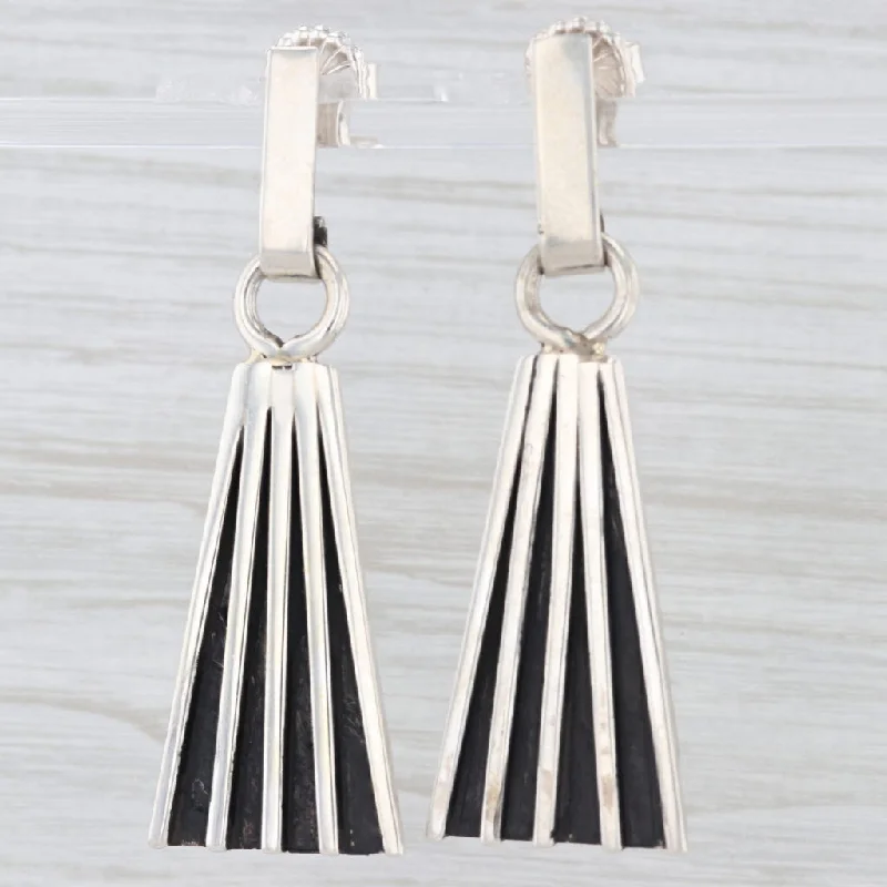 Elegant Chandelier Earrings-Tom Hawk Navajo Native American Dangle Earrings Sterling Silver Vintage Drops