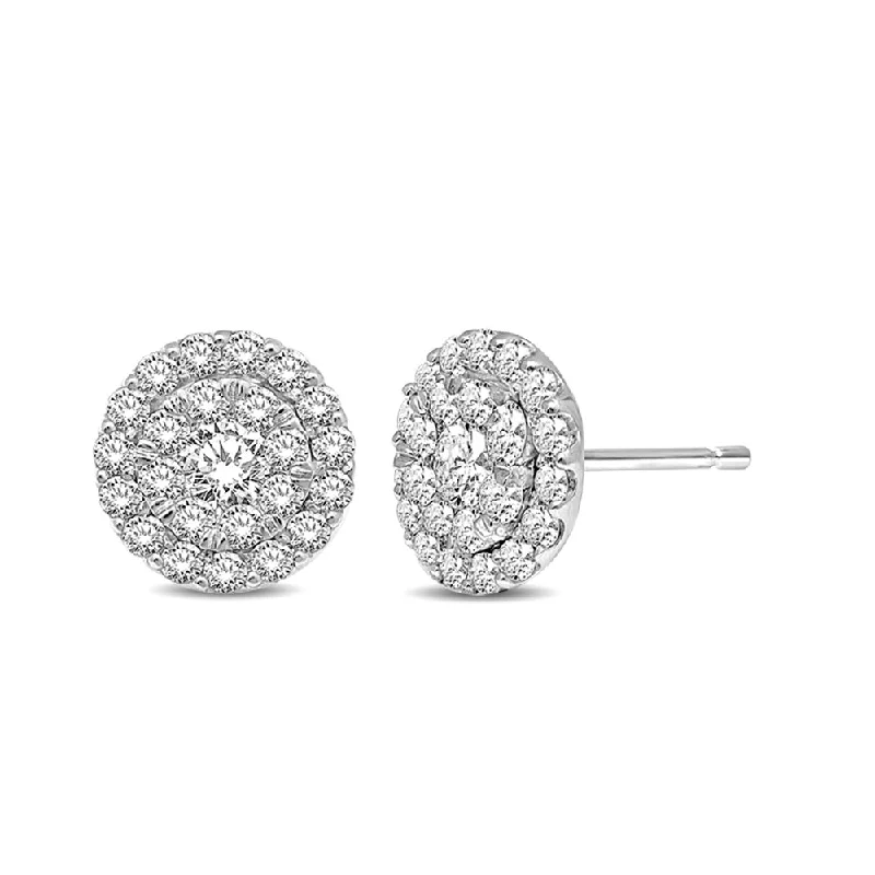 Twist Earrings for Women-14K White Gold 1/2 Ctw Invisible Diamond Stud Earrings