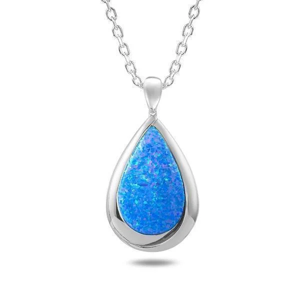 Heart Shaped Pendant Necklace for Valentine’s Day-Sterling Silver Opal April Showers Teardrop Pendant Necklace by Alamea