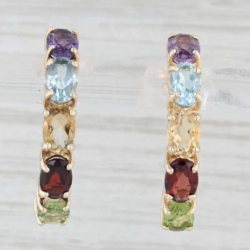 Sparkly Diamond Earrings-4.72ctw Gemstone Journey Earrings 10k Gold Amethyst Topaz Citrine Garnet Peridot