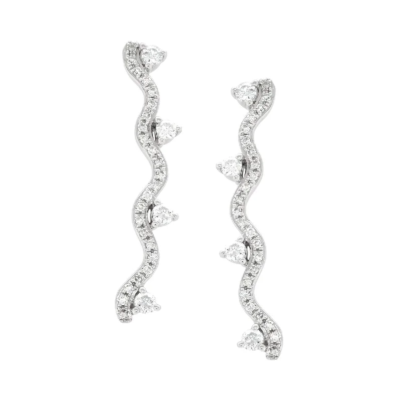 Sterling Silver Hoop Earrings-WHITE GOLD DIAMOND DANGLE EARRINGS, .45 CT TW