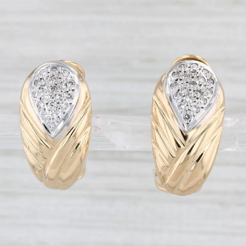 Fashion Earrings for Teenagers-0.30ctw Diamond Cluster Drop Earrings 18k Yellow Gold Omega Backs