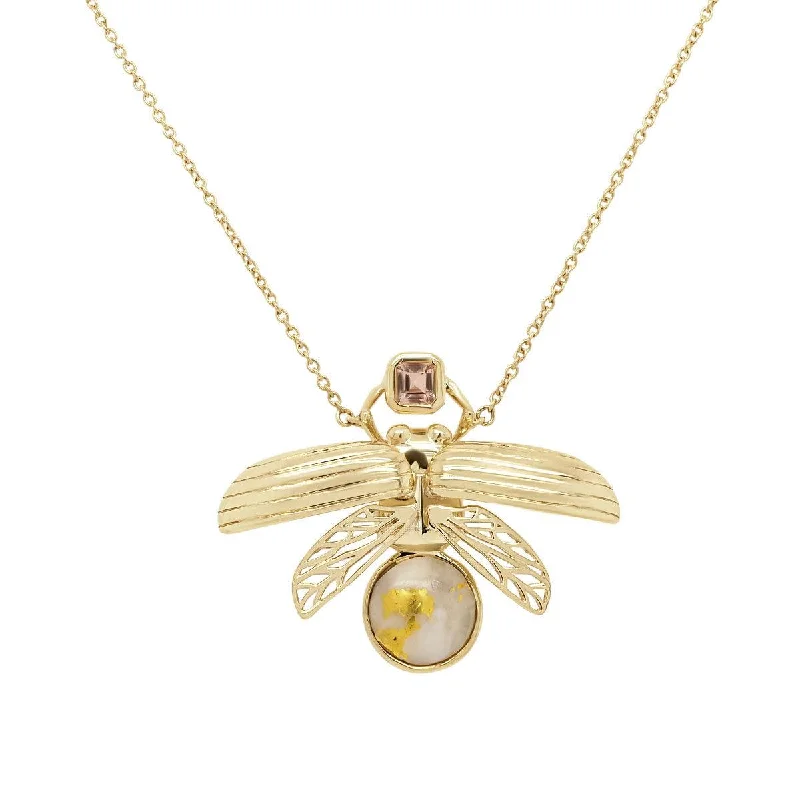 Elegant Gold Necklace with Diamond Pendant-Lightning Bug Necklace | 4.20GMS 1.63CTW | Small