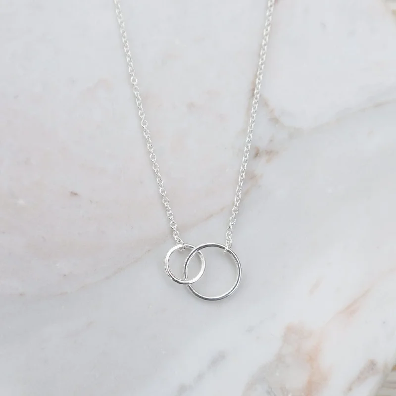 Classic Silver Pendant Necklace-Interlocking Circles Necklace