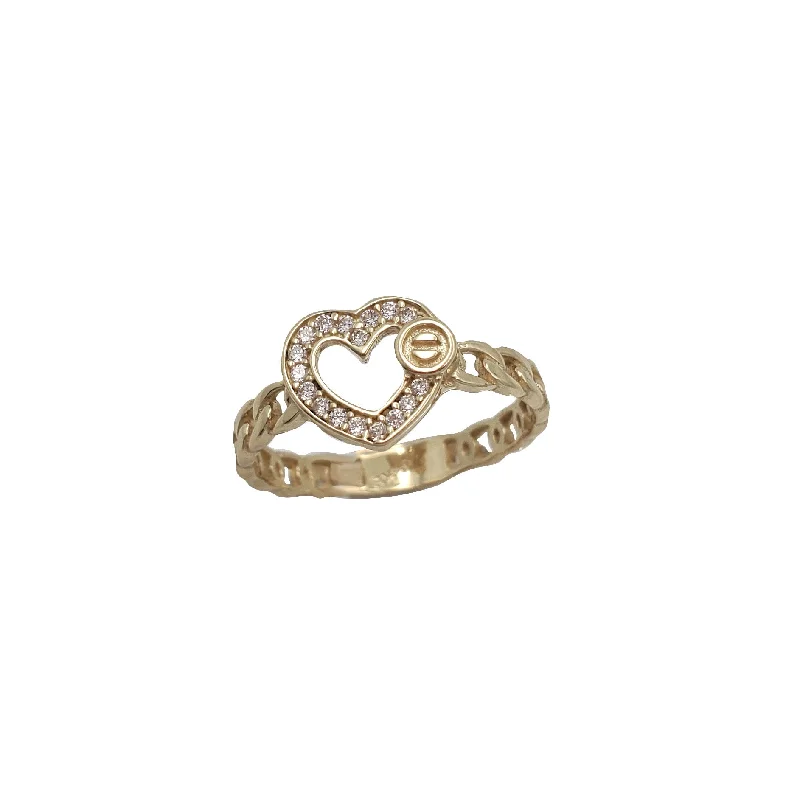 Personalized Infinity Ring with Name-Zirconia Heart Ring (14K)