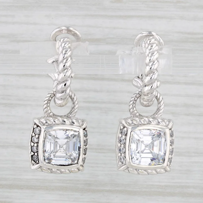 Chic Drop Earrings-9.24ctw Cubic Zirconia Pad Lock Drop Earrings Sterling Silver Judith Ripka