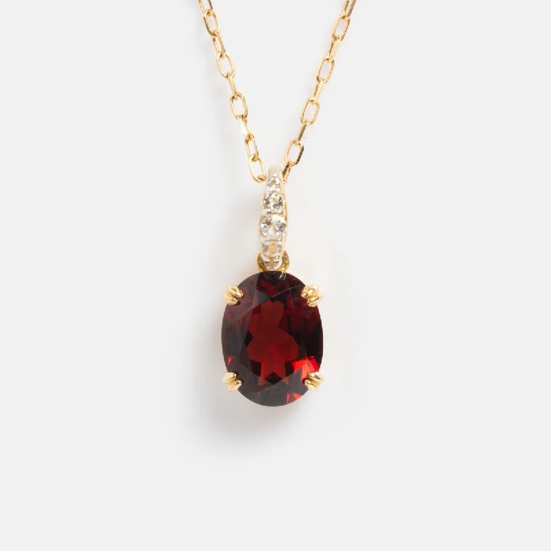 Elegant Pearl Necklace for Special Events-Solid Gold 2025 January Capsule Classic Garnet Pendant Necklace