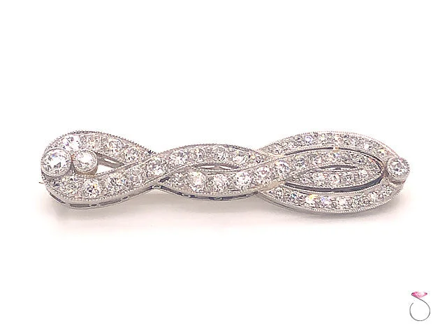 Elegant Silver Brooch with Custom Birthstones-Art Deco Diamond Brooch in Platinum