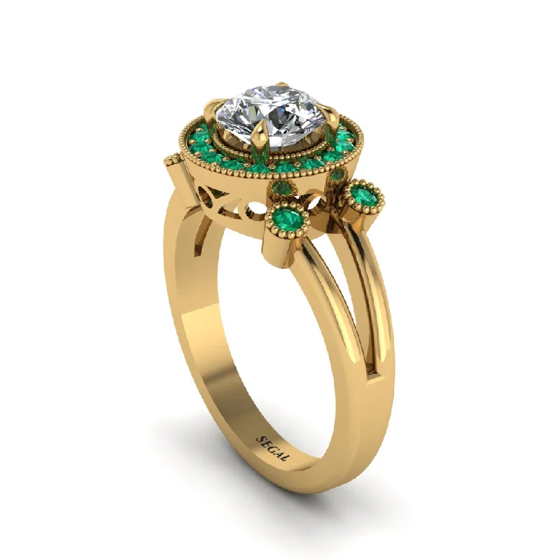 Simple Engagement Ring with Halo Diamond-Radiant Diamond Halo Gold Engagement Ring - Madilyn No. 16