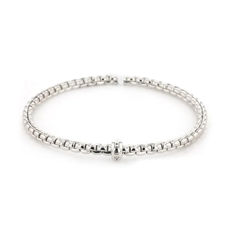 Simple Silver Bracelet with Family Birthstones-0.01 ct Diamond Stretch Bracelet