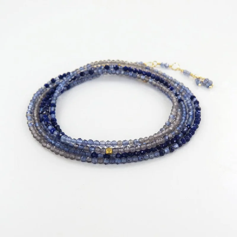 Elegant Diamond Necklace for Weddings-Ombre Blue Wrap Bracelet & Necklace