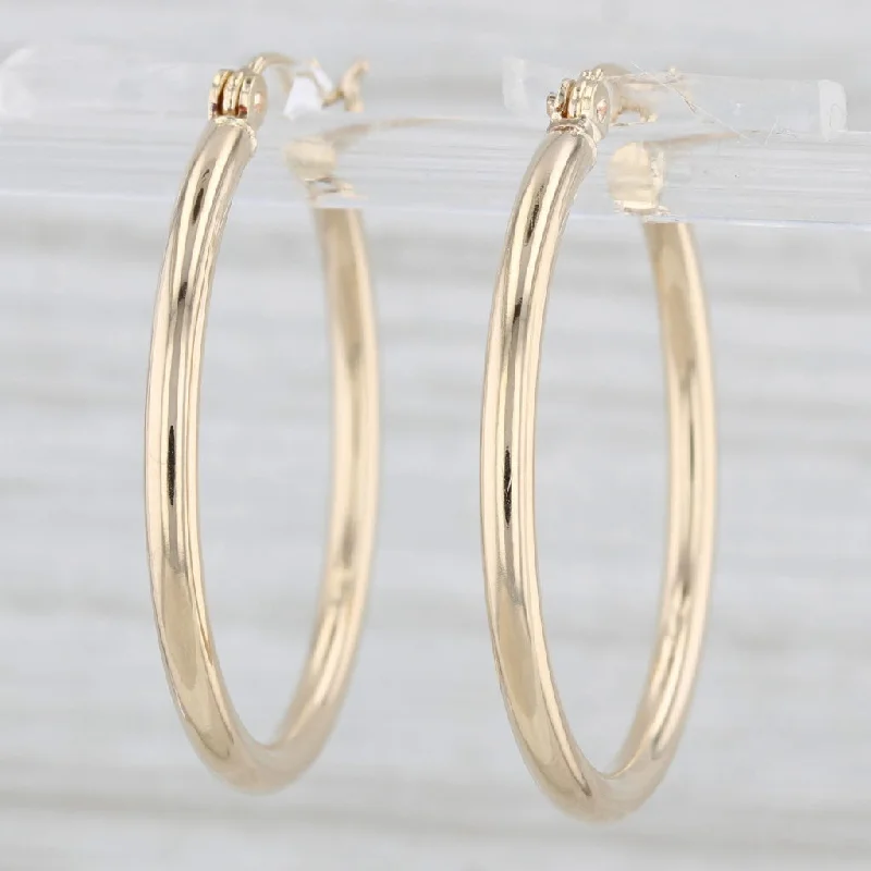 Crystal Gemstone Earrings-Round Hoop Earrings 14k Yellow Gold Snap Top Hoops 30mm x 2mm