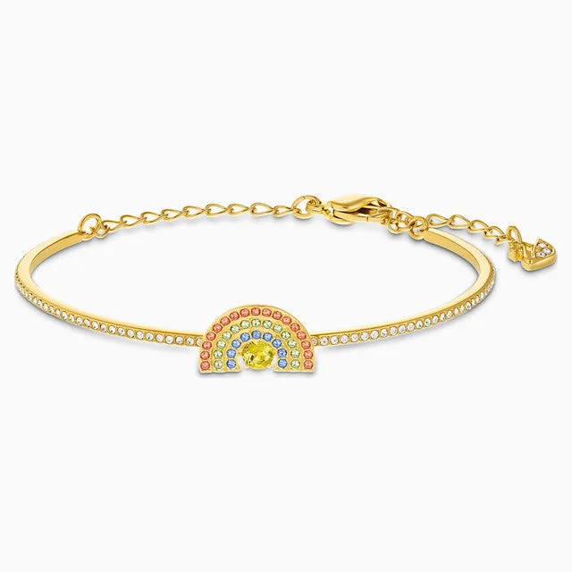 Customizable Silver Bangles with Matching Charms-Swarovski Sparkling Dance Rainbow Bangle