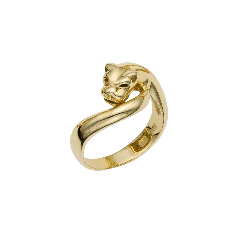 Classic Gold Ring with Elegant Finish-Wrapping Panther Stackable Ring (14K)