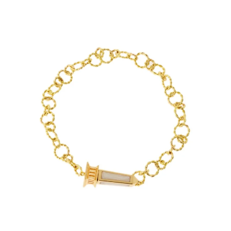 Elegant Gold Bracelet with Sapphire Stones-Obelisk Bracelet